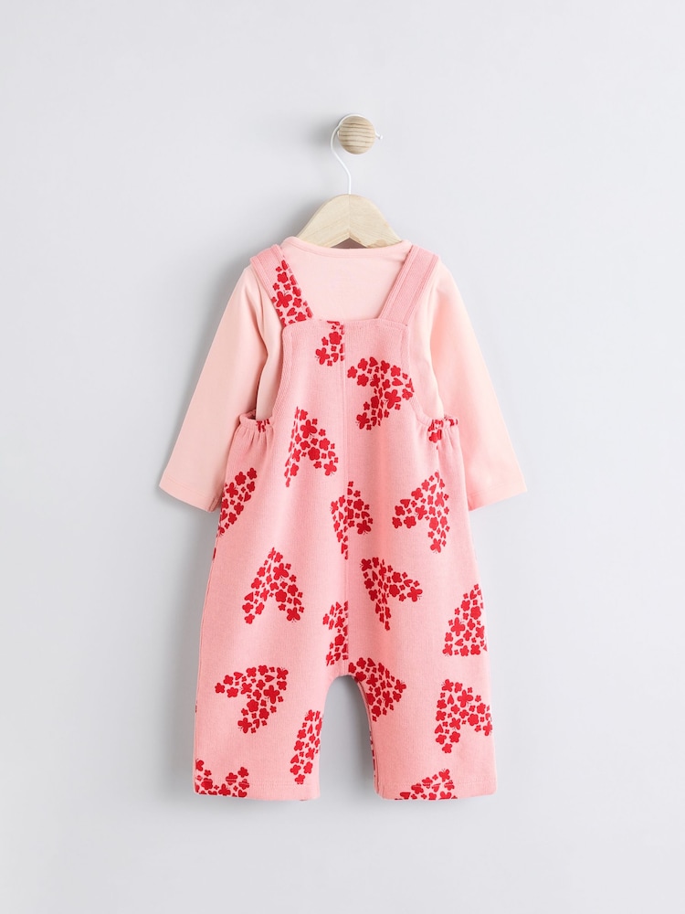 Pink/Red Hearts Dungarees and Bodysuit Set (0mths-3yrs) - Image 6 of 12