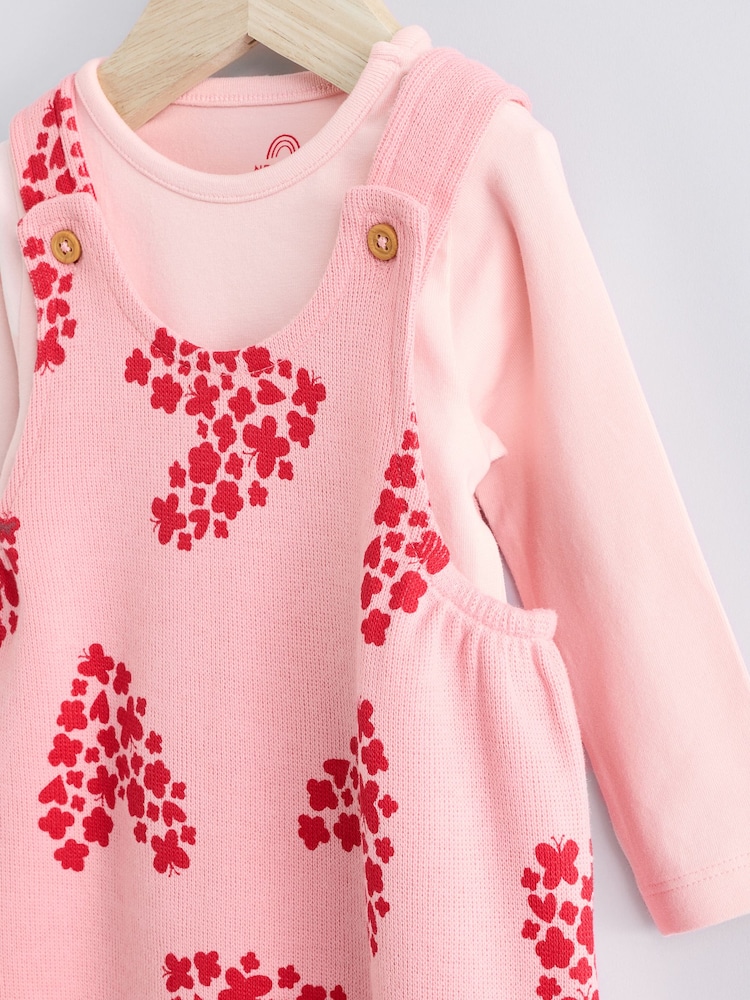 Pink/Red Hearts Dungarees and Bodysuit Set (0mths-3yrs) - Image 8 of 12