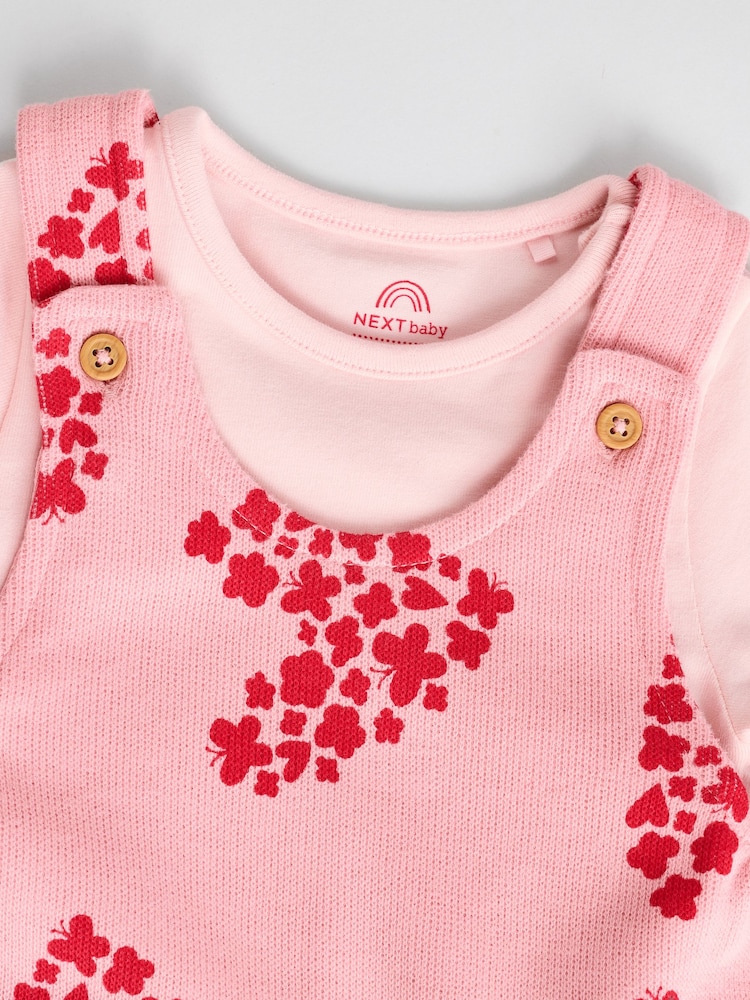 Pink/Red Hearts Dungarees and Bodysuit Set (0mths-3yrs) - Image 9 of 12