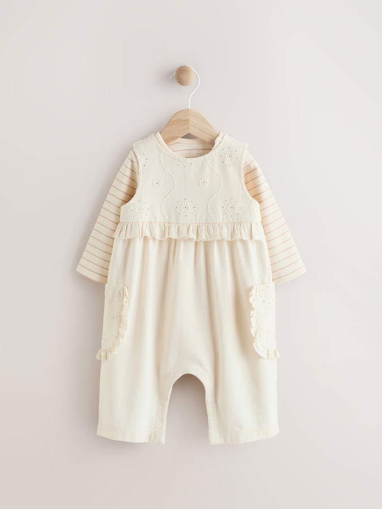White Baby Long Sleeve Bodysuit & Dungarees Set (0mths-2yrs) - Image 1 of 8