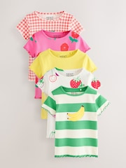 Red Short Sleeve Ribbed T-Shirts 5 Pack (3mths-7yrs) - Image 1 of 3