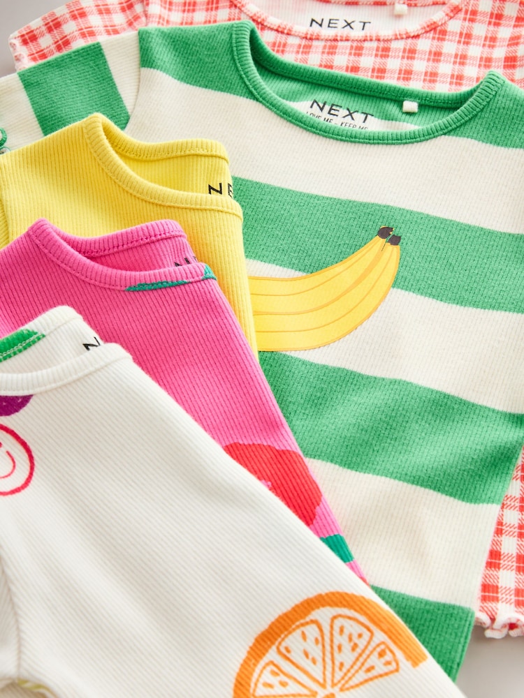 Red Short Sleeve Ribbed T-Shirts 5 Pack (3mths-7yrs) - Image 3 of 3