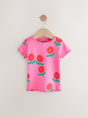 Red Short Sleeve Ribbed T-Shirts 5 Pack (3mths-7yrs) - Image 6 of 9