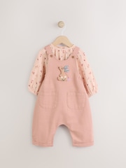 Tan Brown Wadded Character Long Sleeve Bodysuit & Baby Dungaree Set (0mths-3yrs) - Image 1 of 11