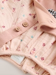 Tan Brown Wadded Character Long Sleeve Bodysuit & Baby Dungaree Set (0mths-3yrs) - Image 10 of 11