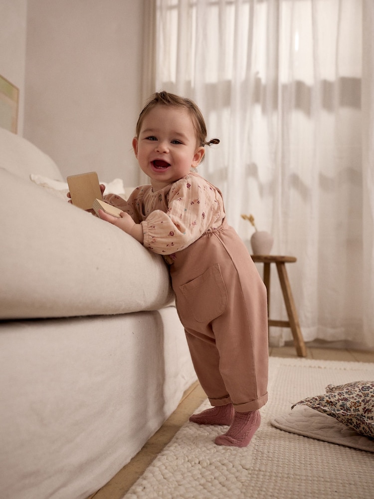 Tan Brown Wadded Character Long Sleeve Bodysuit & Baby Dungaree Set (0mths-3yrs) - Image 2 of 11