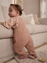 Tan Brown Wadded Character Long Sleeve Bodysuit & Baby Dungaree Set (0mths-3yrs) - Image 3 of 11