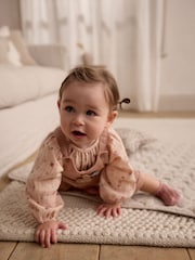 Tan Brown Wadded Character Long Sleeve Bodysuit & Baby Dungaree Set (0mths-3yrs) - Image 4 of 11