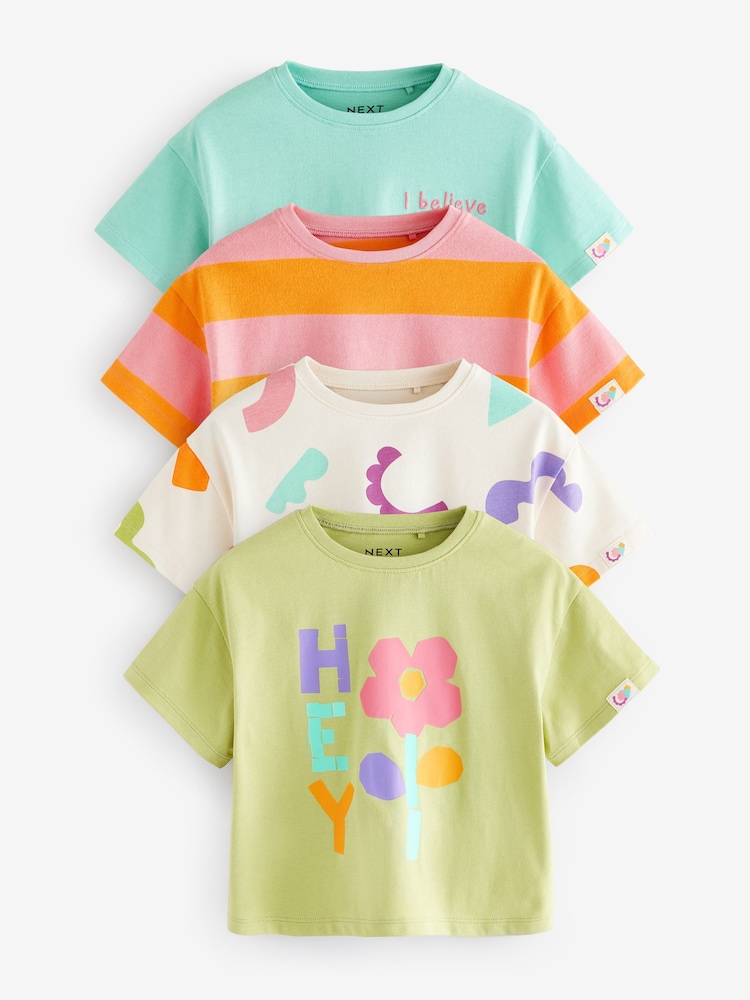 Turquoise Blue Short Sleeve T-Shirts 4 Pack (3mths-7yrs) - Image 1 of 9