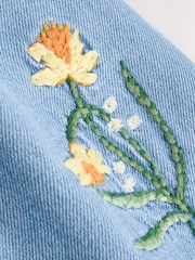 Albastru Denim Brodat Flori - Set Body pentru bebeluși cu Mânecă lungă și salopetă din denim (0luni-2ani) - Imaginea 12 din 13