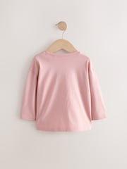 Pink/White 4 Pack Bunny Embroidered Long Sleeve T-Shirts (3mths-7yrs) - Image 6 of 8
