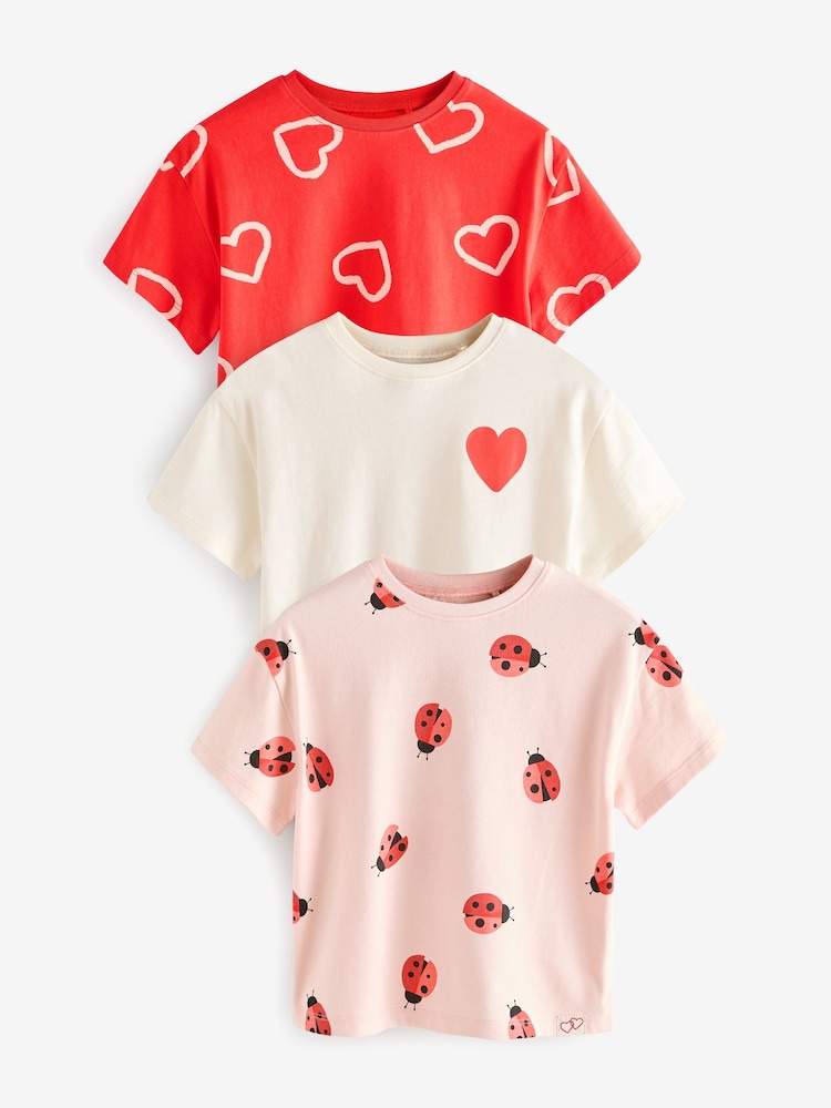 Rotes Herz/Marienkäfer - Kurzarm-T-Shirt, 3er-Pack (3 Monate–7 Jahre) - Bild 1 von 9 Rotes Herz/Marienkäfer - Kurzarm-T-Shirt, 3er-Pack (3 Monate–7 Jahre) - Bild 1 von 9