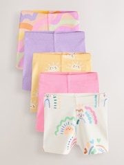 Rainbow Ribbed Cycle Shorts 5 Pack (3mths-7yrs) - Image 1 of 3