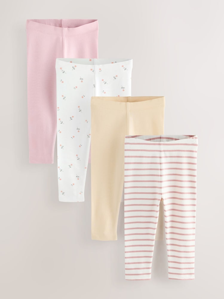 Rose/Blanc - 4 Pack Leggings (3mths-7yrs) - Image 1 of 3