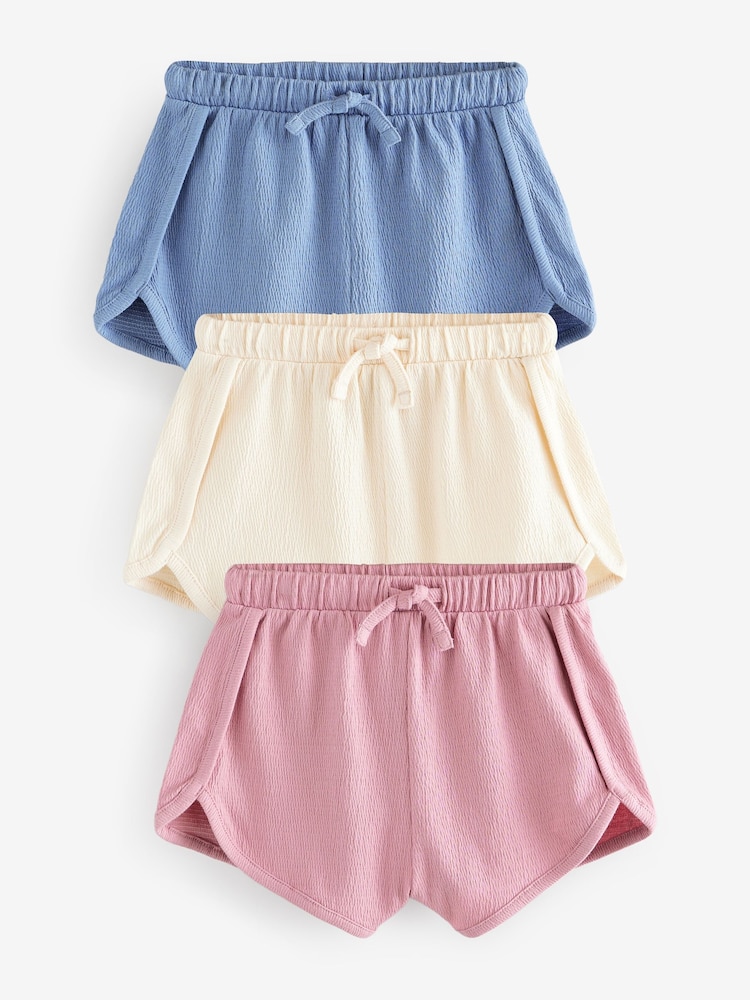 Blue/Cream/Pink - Tie Front Runner Shorts 3 Pack (3mths-7yrs) - Imagen 1 de 7 Blue/Cream/Pink - Tie Front Runner Shorts 3 Pack (3mths-7yrs) - Imagen 1 de 7