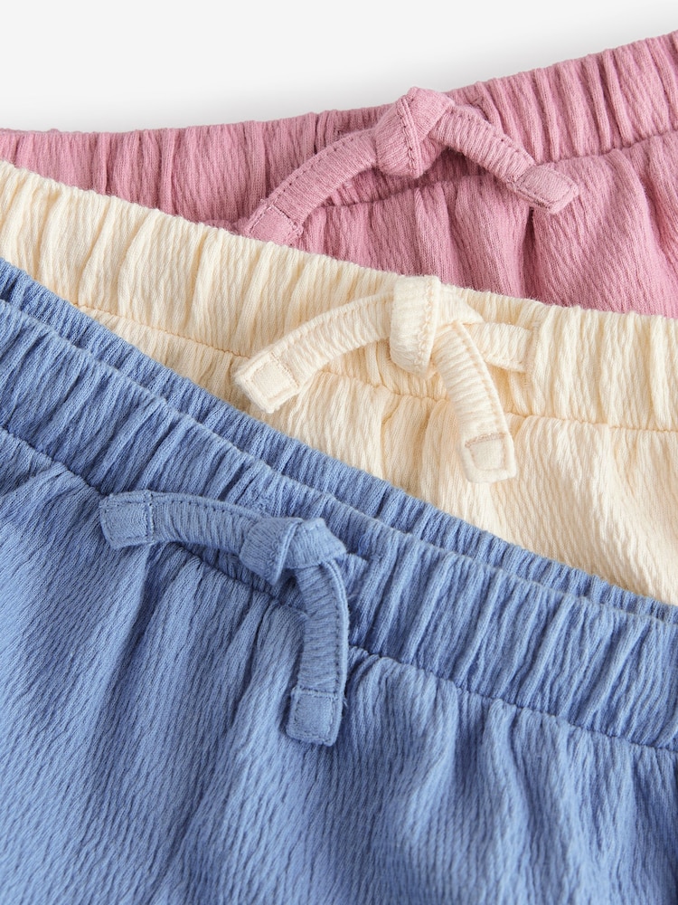 Blue/Cream/Pink - Tie Front Runner Shorts 3 Pack (3mths-7yrs) - Imagen 7 de 7 Blue/Cream/Pink - Tie Front Runner Shorts 3 Pack (3mths-7yrs) - Imagen 7 de 7