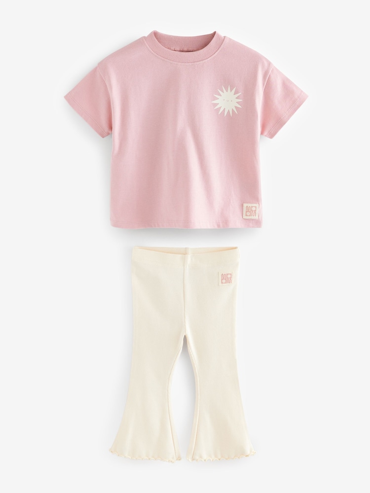 Pink 2 Pack T-Shirt & Flare Set (3mths-7yrs) - Image 3 of 7