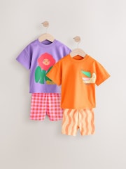 Orange Short Sleeve T-Shirt & Shorts 2 Pack Set (3mths-7yrs) - Image 1 of 7