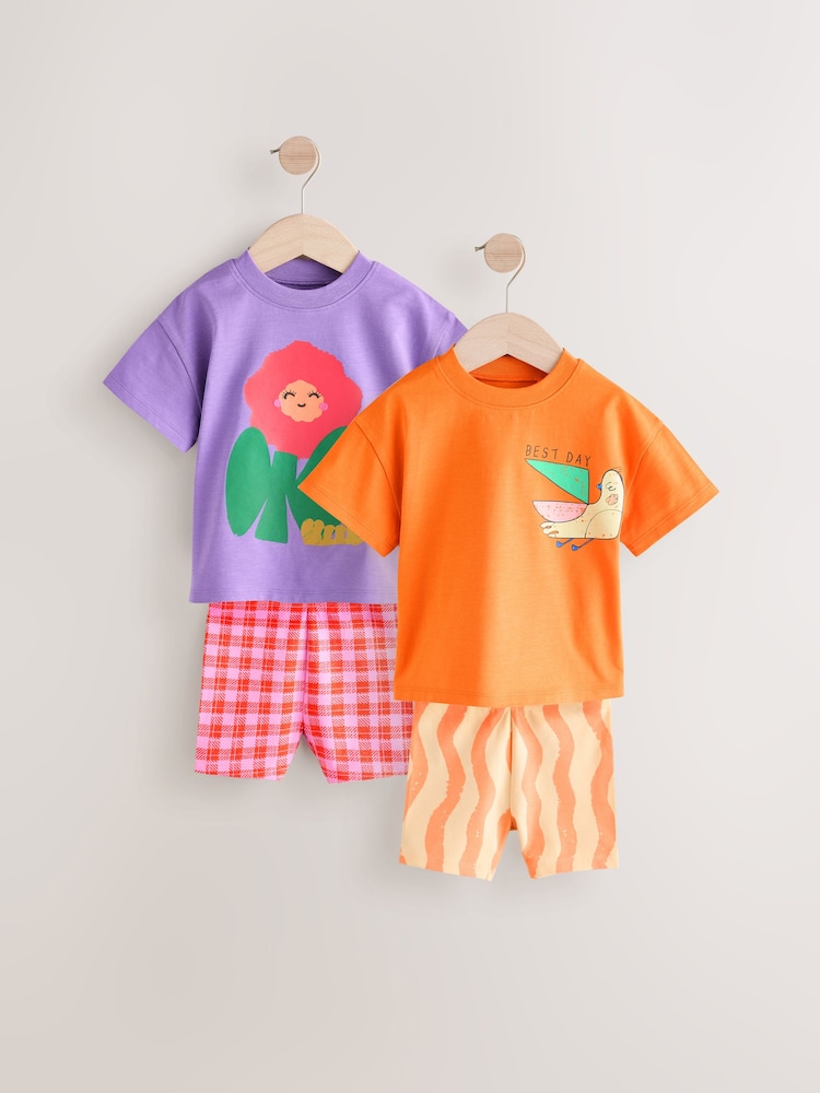 Orange Short Sleeve T-Shirt & Shorts 2 Pack Set (3mths-7yrs) - Image 1 of 7
