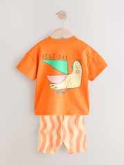 Orange Short Sleeve T-Shirt & Shorts 2 Pack Set (3mths-7yrs) - Image 4 of 7