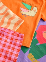 Orange Short Sleeve T-Shirt & Shorts 2 Pack Set (3mths-7yrs) - Image 5 of 7