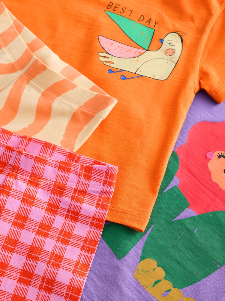 Orange Short Sleeve T-Shirt & Shorts 2 Pack Set (3mths-7yrs) - Image 5 of 7