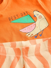 Orange Short Sleeve T-Shirt & Shorts 2 Pack Set (3mths-7yrs) - Image 6 of 7