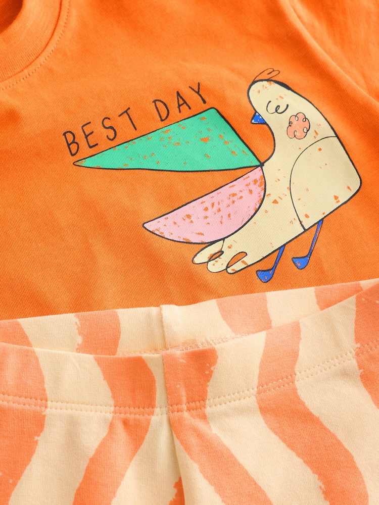 Orange Short Sleeve T-Shirt & Shorts 2 Pack Set (3mths-7yrs) - Image 6 of 7