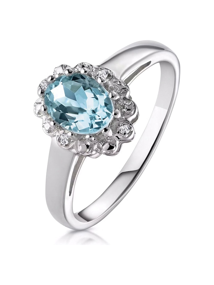 The Diamond Store White Aquamarine 0.70CT And Diamond 9K Ring - Image 1 of 7