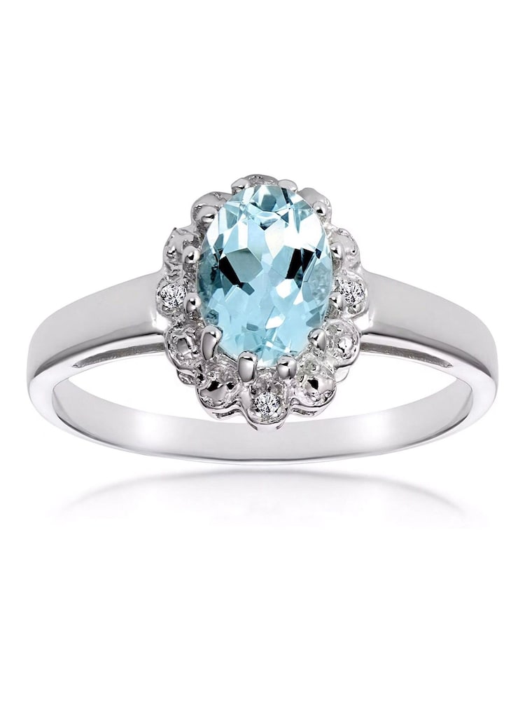 The Diamond Store White Aquamarine 0.70CT And Diamond 9K Ring - Image 2 of 7