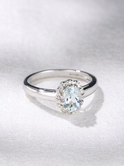 The Diamond Store White Aquamarine 0.70CT And Diamond 9K Ring - Image 4 of 7