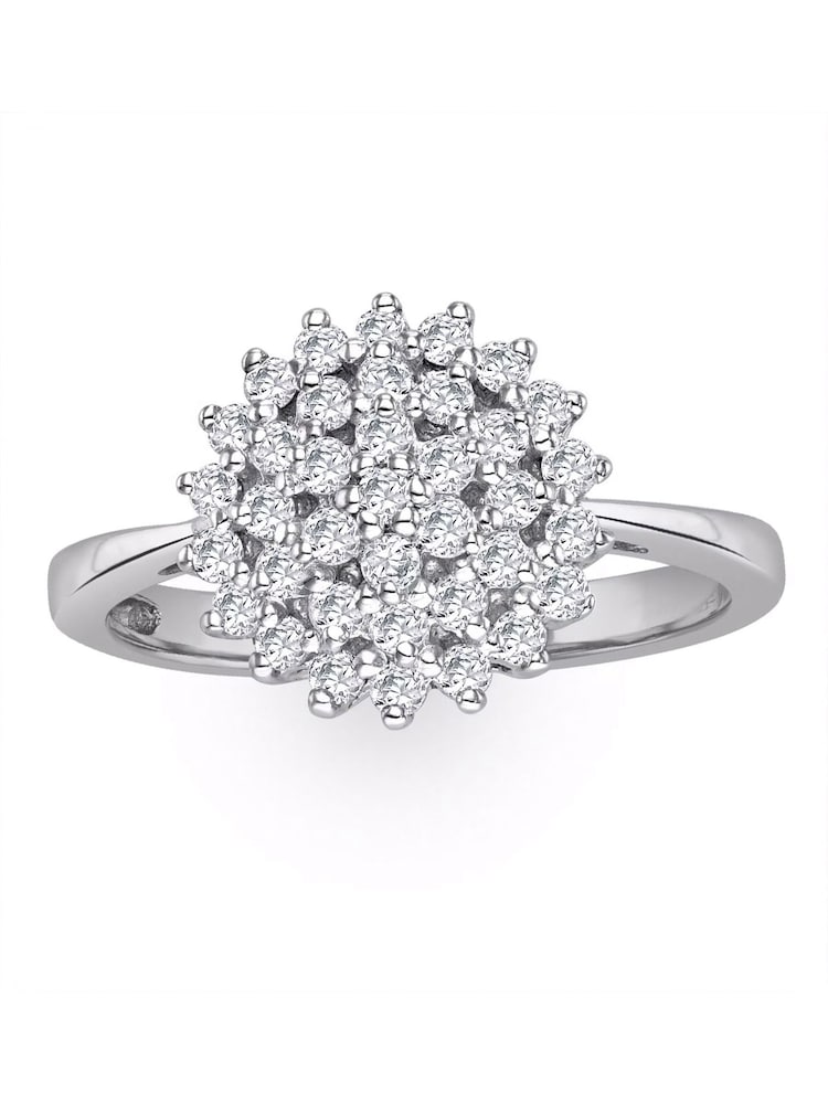 The Diamond Store Silver Tone Cluster Lab Diamond Ring 0.33ct H/Si Set - Image 1 of 5