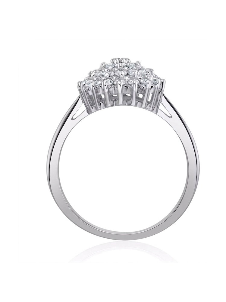 The Diamond Store Silver Tone Cluster Lab Diamond Ring 0.33ct H/Si Set - Image 2 of 5