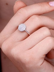 The Diamond Store Silver Tone Cluster Lab Diamond Ring 0.33ct H/Si Set - Image 4 of 5