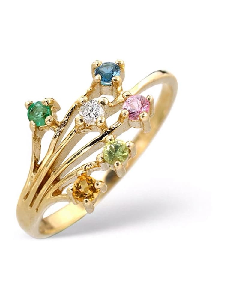 The Diamond Store Gold Tone Multi Gem Stone And Diamond 9K Ring - Image 1 of 2
