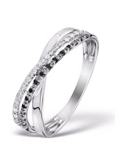The Diamond Store Silver Tone Black Lab Diamond Crossover Ring 0.09ct In 925 - Image 1 of 4