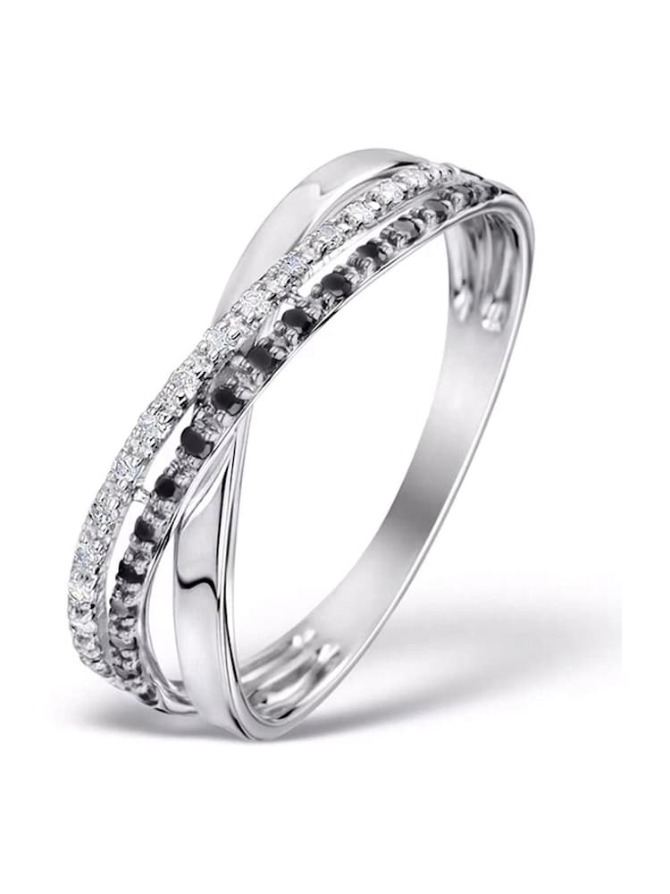 The Diamond Store Silver Tone Black Lab Diamond Crossover Ring 0.09ct In 925 - Image 1 of 4