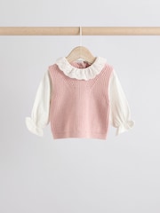 Pink Floral 2 Piece Baby Knitted 100% Cotton Blouse & Leggings Set (0mths-2yrs) - Image 6 of 14