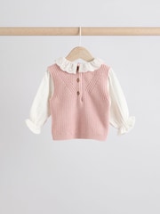 Pink Floral 2 Piece Baby Knitted 100% Cotton Blouse & Leggings Set (0mths-2yrs) - Image 9 of 14