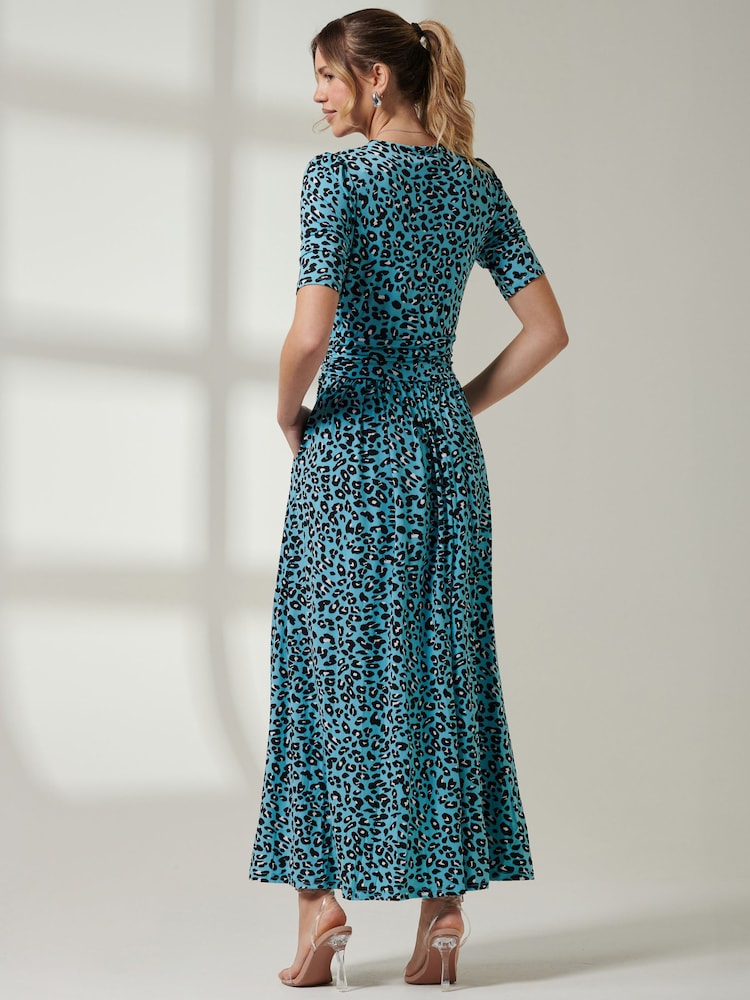 Blau - Jolie Moi kurzärmeliges Maxikleid mit V-Ausschnitt - Bild 2 von 6
