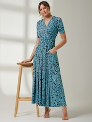 Blau - Jolie Moi kurzärmeliges Maxikleid mit V-Ausschnitt - Bild 6 von 6