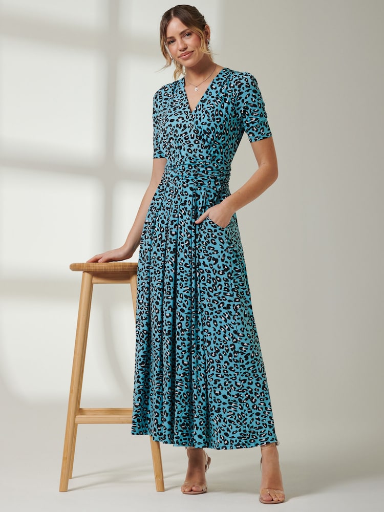 Blau - Jolie Moi kurzärmeliges Maxikleid mit V-Ausschnitt - Bild 6 von 6