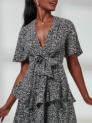Jolie Moi Black Wrap Front Mini Dress - Image 3 of 7