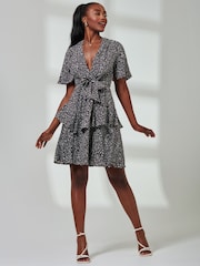 Jolie Moi Black Wrap Front Mini Dress - Image 5 of 7