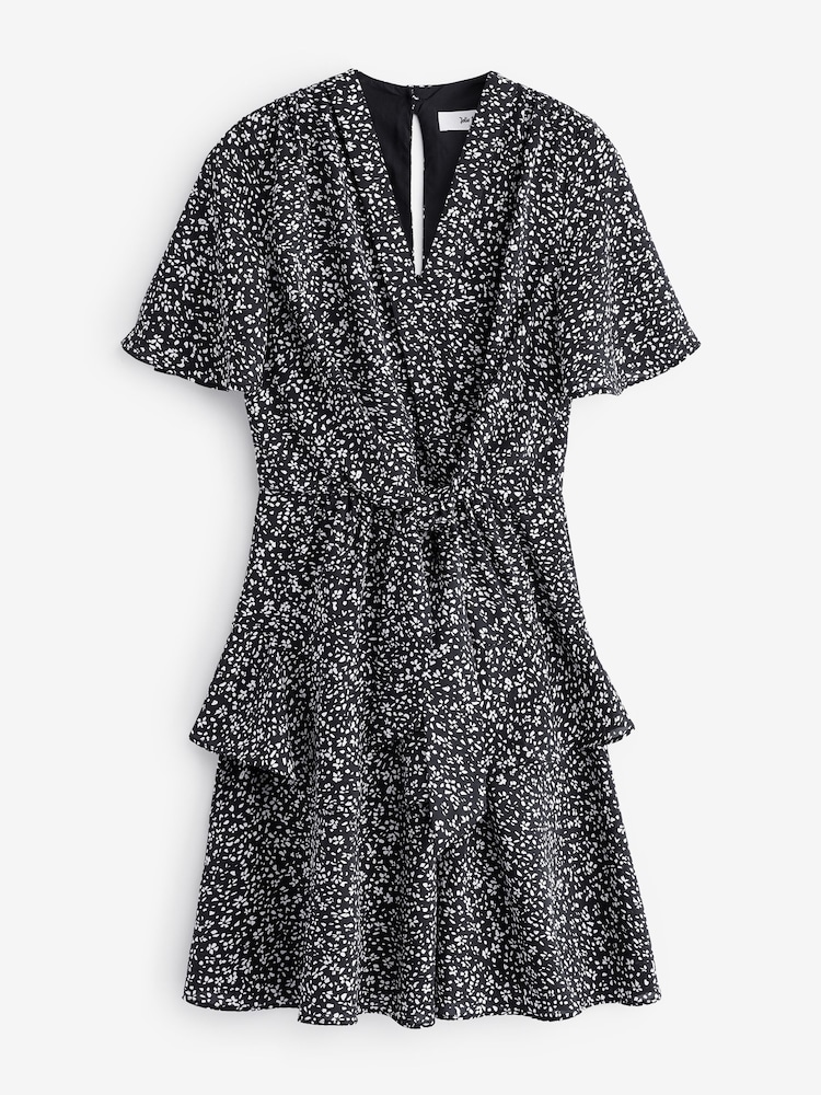 Jolie Moi Black Wrap Front Mini Dress - Image 7 of 7