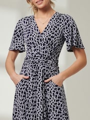 Jolie Moi Blue Front Wrap V-Neck Maxi Dress - Image 3 of 6