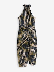 AX Paris Green Abstract Halter Neck Knot Skirt Midi Dress - Image 5 of 5