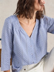 White Stuff Blue Rae Organic Cotton Top - Image 4 of 6