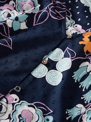 White Stuff Navy Print Rae Organic Cotton Top - Image 6 of 6