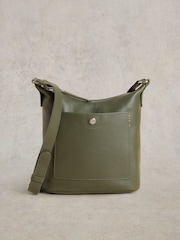 White Stuff Green Mini Fern Leather Cross-Body Bag - Image 1 of 5